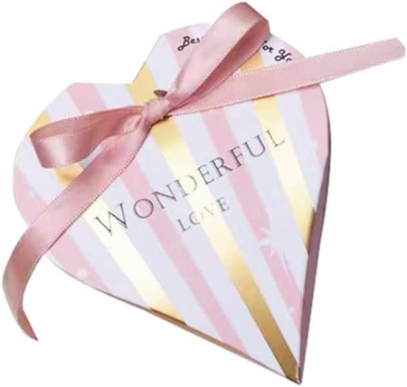 Set de 50 cutii pentru bomboane JinSu, carton, alb/roz/auriu, 10,5 x 12,5 x 5 cm - Img 1
