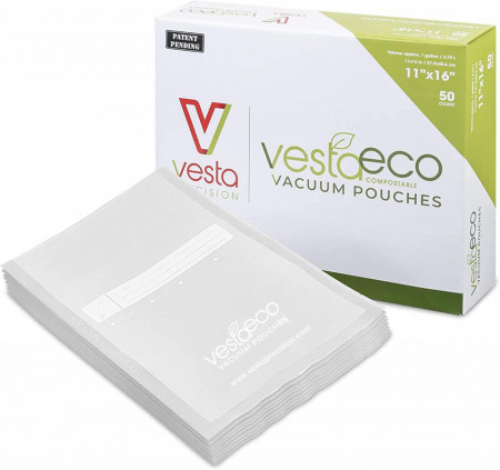 Set de 50 de pungi pentru vidat VestaEco, plastic, transparent, 28 X 40 cm