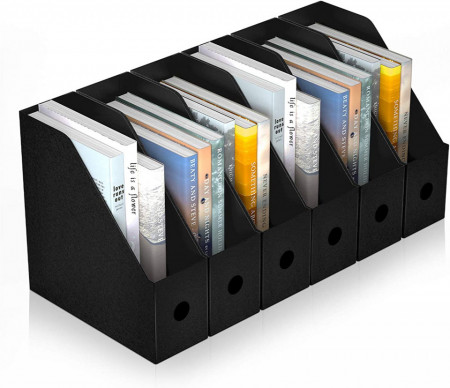 Set de 6 organizatoare pentru documente ABC, plastic, negru, 27 x 26 x 9 cm