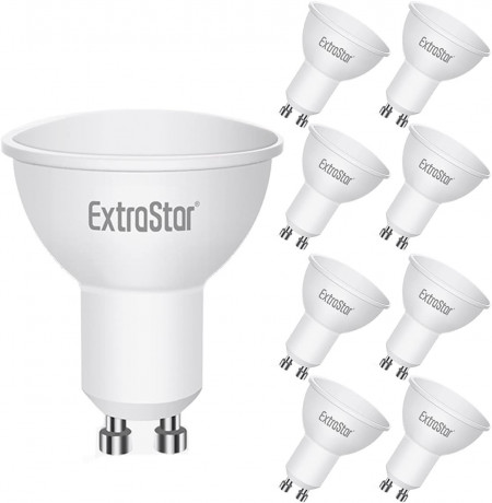 Set de 8 becuri ExtraStar, LED, metal/plastic, alb/argintiu, 6 x 5 cm, 5W