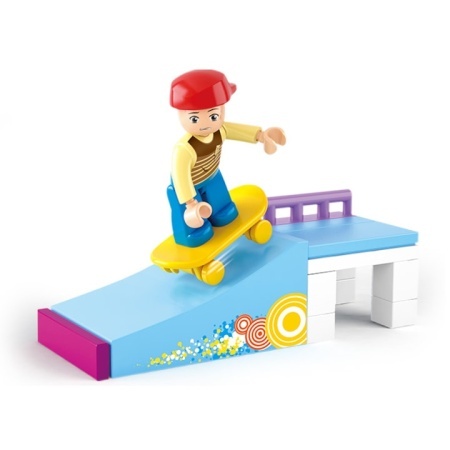 Set de constructie Sluban Baiat cu skateboard Sluban, ABS, 23 piese, Multicolor, 6 ani+