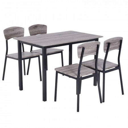 Set de masa si 4 scaune Prentis, negru / gri - Img 1