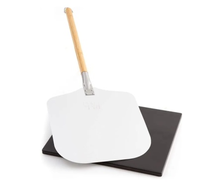 Set de pizza, lopata din aluminiu 30.5 x 85 cm, piatra de copt 38 x 30 cm, DOLCE MARE, Negru, Resigilat, Grad A - Img 1
