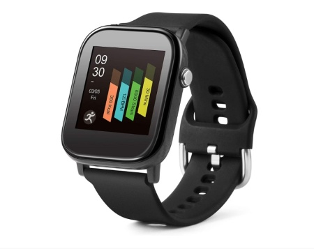 Smartwatch Technaxx TX-SW6HR cu masurare a temperaturii, ritmului cardiac, pasi, distantele, calorii, somn, ora, data, ecran color de 1.4", IP67, negru