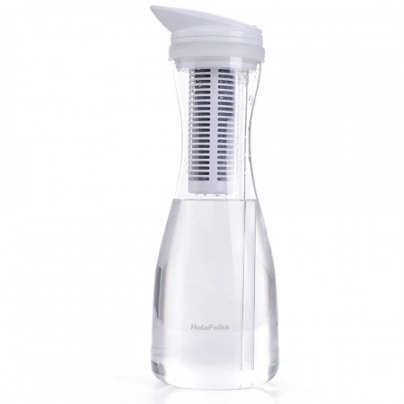 Sticla pentru apa cu filtru HolaFolks, sticla/plastic, transparent/alb, 1,3 L