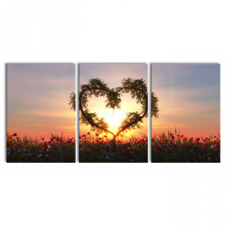 Tablou ”Sunset love”, 3 piese, 100 x 210 cm - Img 1