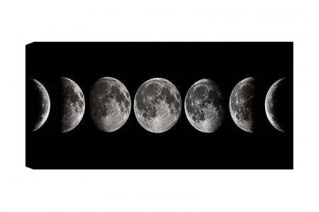Tablou Erin, model eclipsa de luna, panza/lemn, negru/gri, 50 x 120 x 3 cm