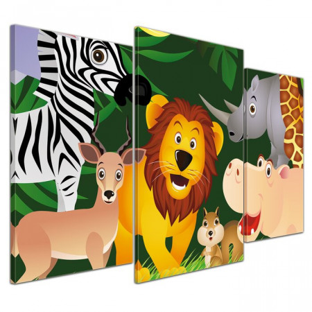 Tabolu „Animale din jungla”, MDF/panza, 60 x 100 x 2 cm - Img 1