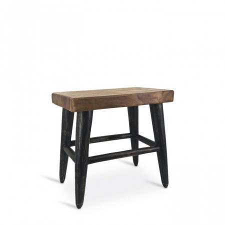Taburet Gorman, lemn, maro/negru, 45 x 45 x 27 cm - Img 1