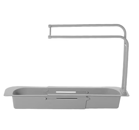 Tava chiuveta cu suport pentru lavete Litthing, polipropilena, gri, 39,3 x 8,3 x 27 cm