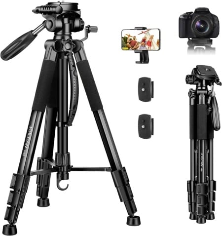 Cumpara Trepied pentru aparatul foto DSLR Canon Nikon Joilcan, negru, aluminiu, 165 cm de la Chilipirul-zilei în rate, cu cardul sau plata la livrare