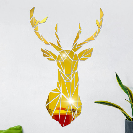 Autocolant de perete Encoft, model cerb, auriu, acril, 57 x 35 cm