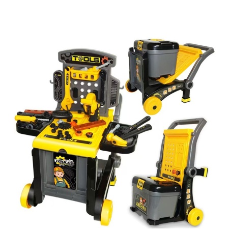 Banc de lucru jucarie Rovo 928, cu unelte si accesorii, 45 piese