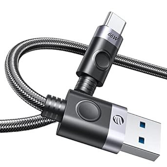 Cablu USB A la C ORICO 66W compatibil cu iPad, Samsung, Pixel etc., nailon, negru/gri