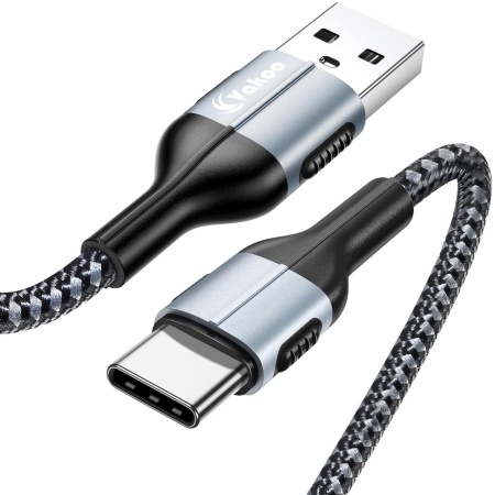 Cablu USB C Vakoo, nailon, gri/negru, 1 m