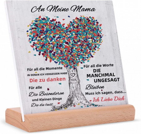 Cadou pentru ziua mamei PulangRen, lemn/acril, multicolor, 15 x 15 x 4 cm