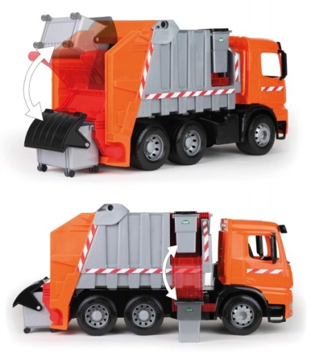 Camion de gunoi din plastic pentru copii Lena licenta Mercedes Benz 74 cm 3 containere incluse