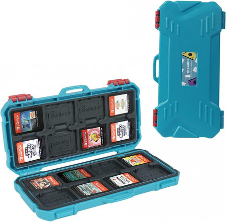 Carcasa pentru 16 carti Nintendo Switch și NS NX LYNCA, ABS, albastru, 15 x 8 x 1,8 cm