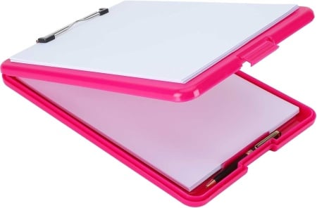 Clipboard A4 cu spatiu de depozitare Seeallde, polipropilena/metal, roz, 35 x 24 x 2,8 cm