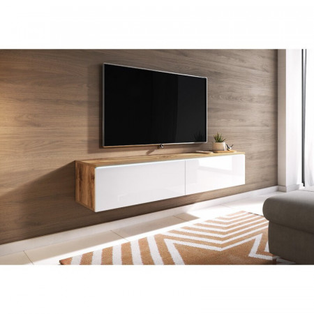 Comoda TV Mccallie, maro / alb, 140 x 30 x 32 cm - Img 1