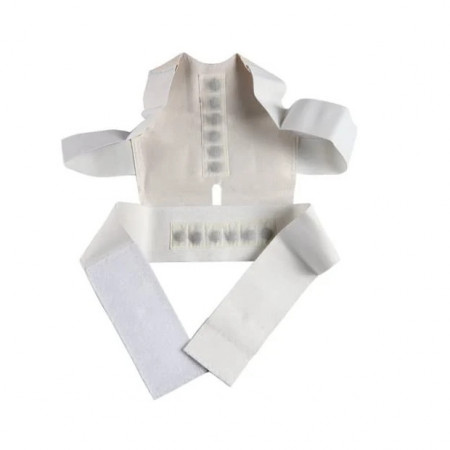 Corector postura spate Generic, textil/metal, alb, marimea M, 85 x 24 cm