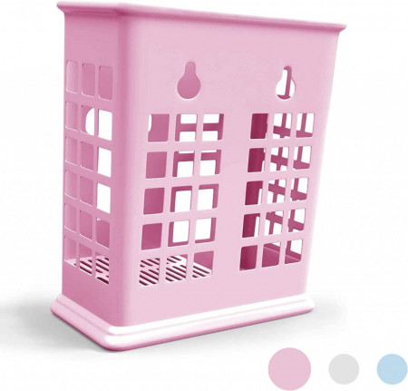 Cos organizator pentru tacamuri Noa Store, plastic, roz, 61 x 51 x 39 cm