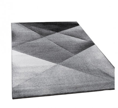 Covor Siena, polipropilena, gri/negru, 70 x 140 cm - Img 1