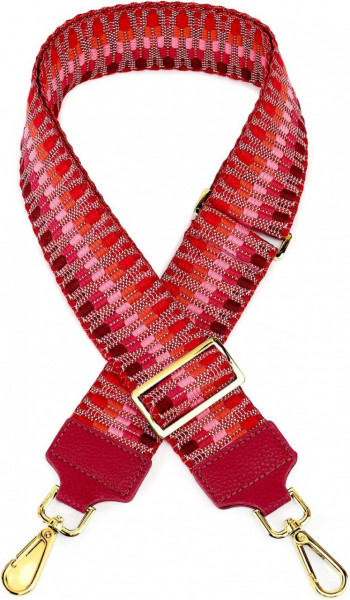 Curea pentru geanta TAN.TOMI, poliester/metal, rosu/auriu, 75-120 cm