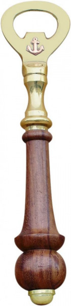 Desfacator de sticle Sea-Club, alama/lemn, auriu/maro, 18 cm - Img 1