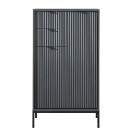 Dulap pentru baie Juvara, MDF/PAL/metal, gri mat/negru,