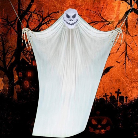 Fantoma pentru Halloween Vohoney, textil/plastic, alb/negru, 200 x 330 cm