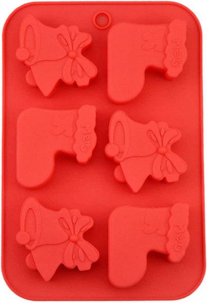 Forma pentru prajituri de Craciun DYWW, rosu, silicon, 25.8 x 17 x 2.5 cm