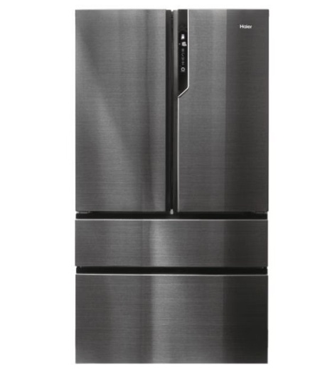 Frigider Multidoor Haier, FD 100 Seria 7, 4 uși, No Frost, Clasa E, LED, Iconic Black, cu ambalaj deteriorat