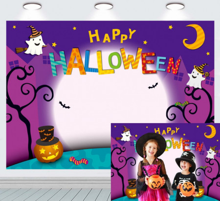 Fundal foto pentru Halloween INRUI, vinil, multicolor, 150 x 210 cm - Img 1