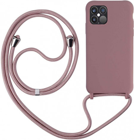 Husa de protectie pentru iPhone 12/12 Pro Mkej, nailon/silicon, roz, 6,1 inchi