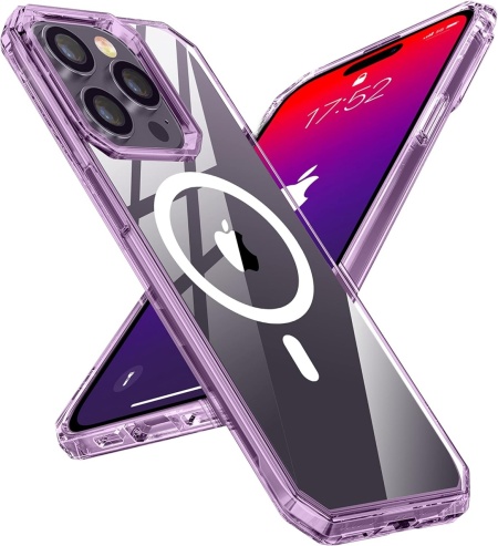 Husa de protectie pentru iPhone 14 Pro Max Quikbee, TPU/PC, violet/transparent, 6,7 inchi