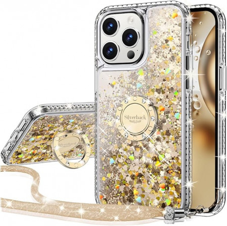 Husa Silverback pentru iPhone 15 Pro, polietilen tereftalat, auriu, 6,1 inchi