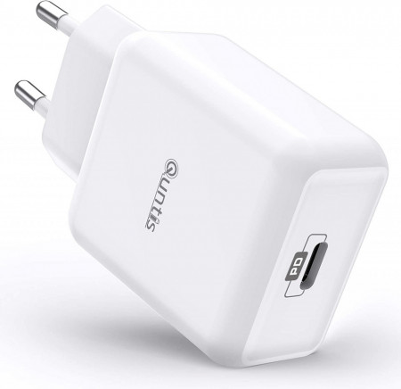 Incarcator cu cablu USB C Quntis, incarcare rapida, 18 W, alb, ABS