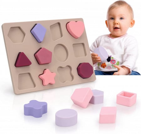 Jucarie educativa pentru bebelusi Jocossol, silicon, multicolor, 18 x 13,5 cm