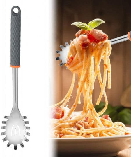 Lingura pentru spaghete Butyeak, otel inoxidabil, argintiu/gri, 31,6 x 6,4 x 4 cm