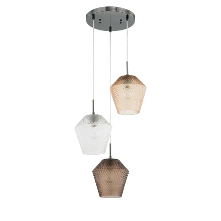 Lustra tip pendul Vagar, 3 lumini, metal/sticla, multicolor, 40 x 150 cm