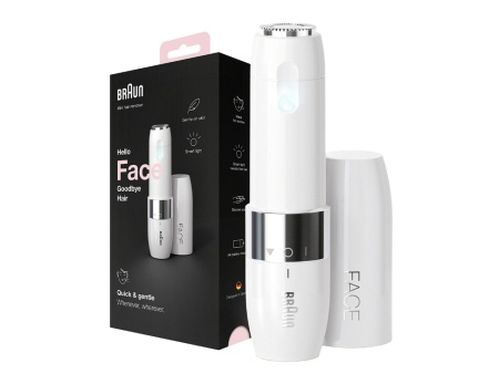 Mini aparat pentru indepartarea parului facial Braun FACE FS1000, pe baterii, Alb, Resigilat, Grad A