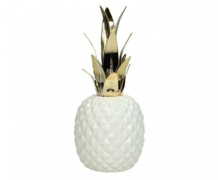 Obiect decorativ Pineapple alb/auriu, inaltime 32cm - Img 1