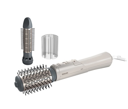 Perie rotativa cu aer cald Philips Seria 7000 BHA710/00, 1000W, ingrijire cu ioni, 2 accesorii, setare temperatura de ingrijire, peri naturali, invelis ceramic din turmalina, Alb/crem, Resigilat, Grad A - Img 1
