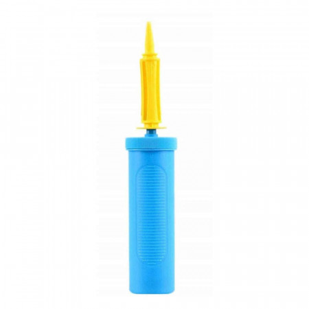 Pompa manuala pentru baloane Voarge, plastic, albastru/galben, 27 x 5,02 cm