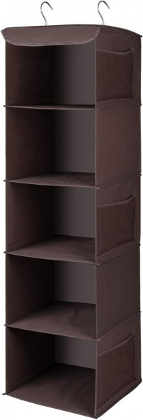 Raft de depozitare suspendat Flexzion, textil, maro inchis, 30 x 30 x 108 cm