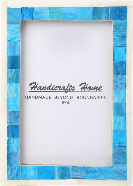 Rama foto Handicrafts Home, lemn, turcoaz, 10 x 15 cm