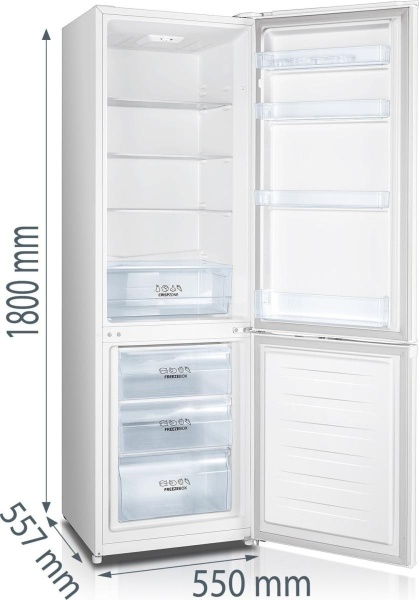 RESIGILAT – COMBINA FRIGORIFICA GORENJE RK4181PW4, Clasa F, 269L, Usi reversibile, H 180cm, Alb