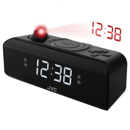 RESIGILAT - Radio cu ceas si alarma JVC RA-E211B, proiectie ora, tuner digital FM/AM, setare luminozitate, negru