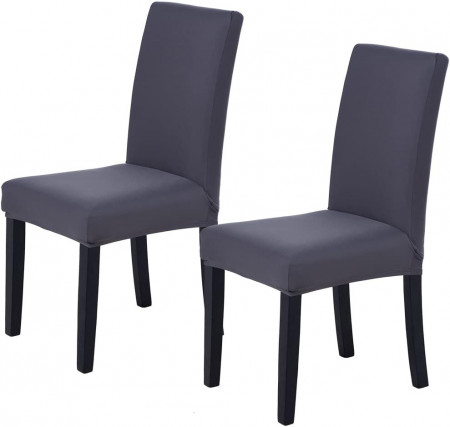 Set 2 huse de protectie pentru scaune Veakii, poliester, gri inchis, 46 x 46 x 60 cm